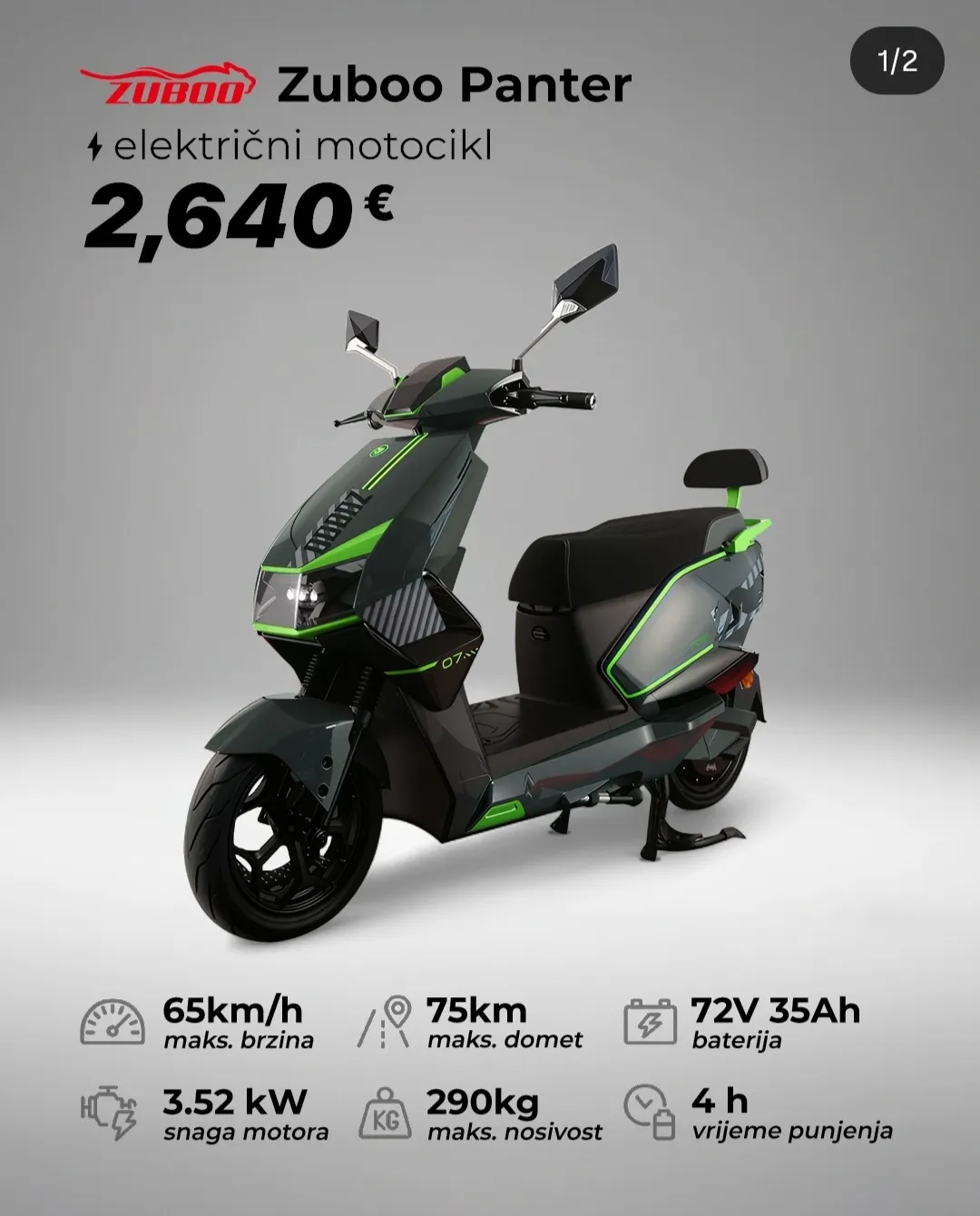 Zuboo Elektricni motocikl 