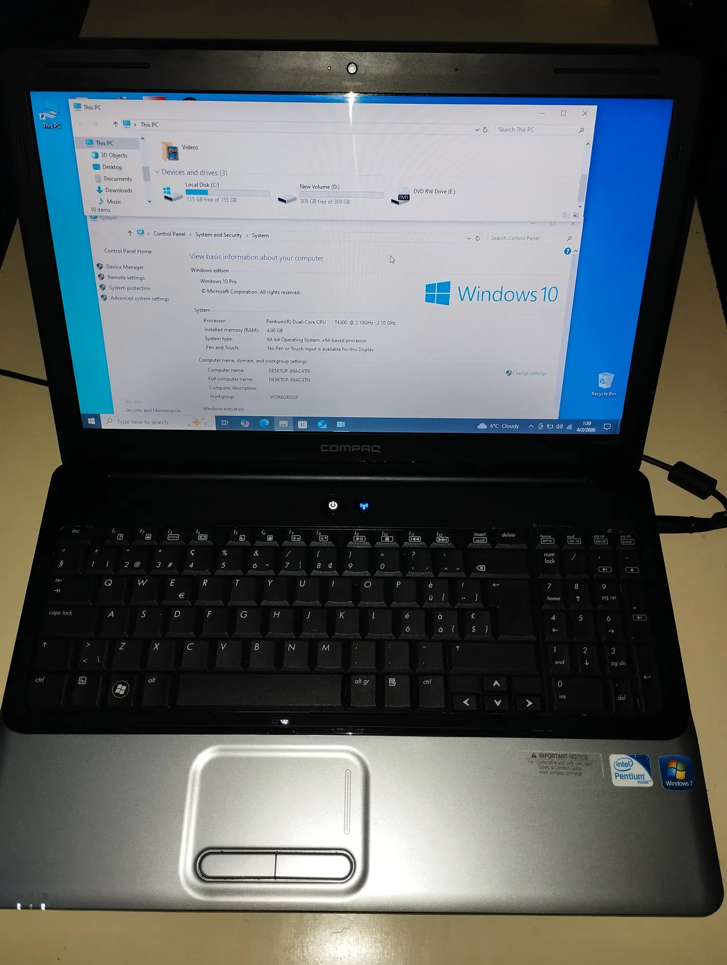 HP Compaq Presario CQ61 
